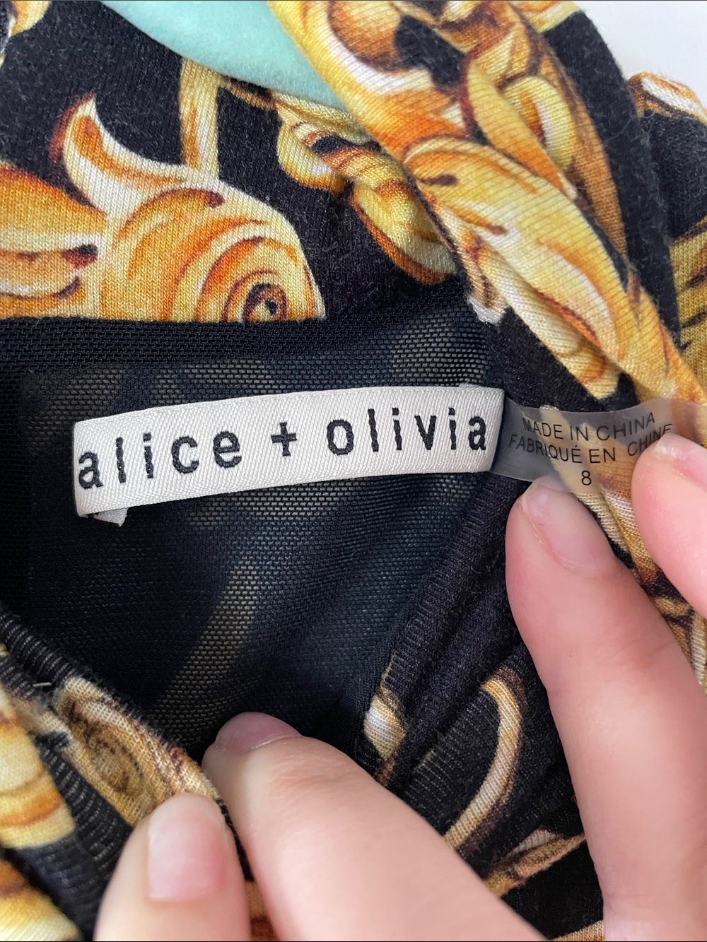 NWOT Alice + Olivia Baroque Long Sleeve Dress - Picture 2 of 7
